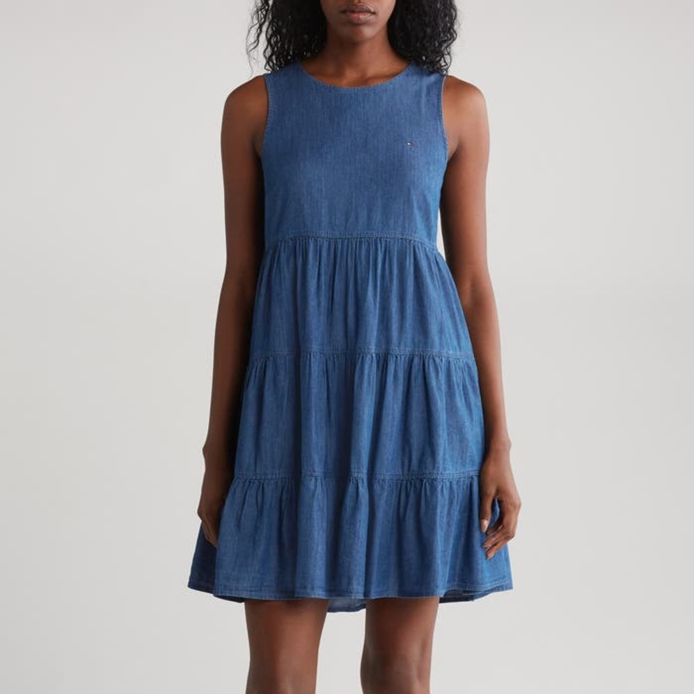 Tommy Hilfiger Blue Tiered Sleeveless Mini Dress